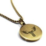 Stainless Steel Geometric Polygon Moose Round Medallion Pendant