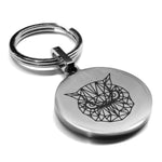 Stainless Steel Geometric Polygon Owl Round Medallion Keychain