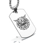 Stainless Steel Geometric Polygon Owl Dog Tag Pendant - Comfort Zone Studios
