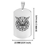 Stainless Steel Geometric Polygon Owl Dog Tag Pendant - Comfort Zone Studios