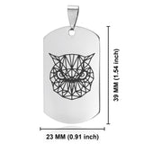 Stainless Steel Geometric Polygon Owl Dog Tag Pendant - Comfort Zone Studios