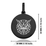 Stainless Steel Geometric Polygon Owl Round Medallion Keychain