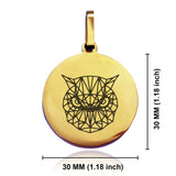 Stainless Steel Geometric Polygon Owl Round Medallion Keychain