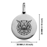 Stainless Steel Geometric Polygon Owl Round Medallion Keychain