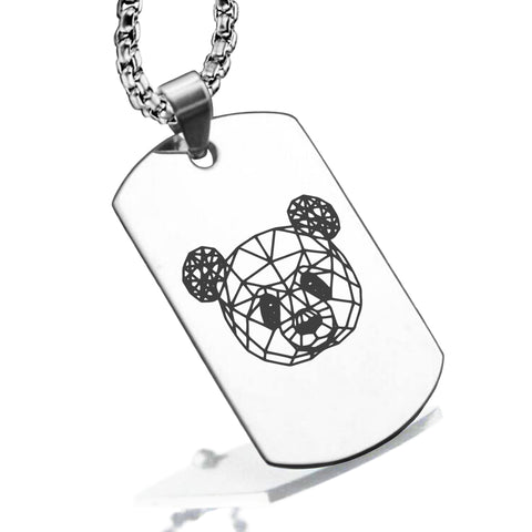 Stainless Steel Geometric Polygon Panda Dog Tag Pendant - Comfort Zone Studios