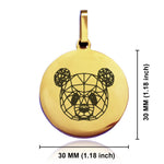 Stainless Steel Geometric Polygon Panda Round Medallion Pendant