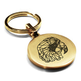 Stainless Steel Geometric Polygon Parrot Round Medallion Keychain