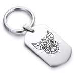 Stainless Steel Geometric Polygon Pig Dog Tag Keychain - Comfort Zone Studios