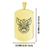 Stainless Steel Geometric Polygon Pig Dog Tag Keychain - Comfort Zone Studios
