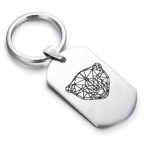 Stainless Steel Geometric Polygon Polar Bear Dog Tag Keychain - Comfort Zone Studios