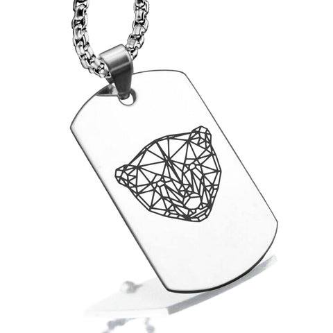 Stainless Steel Geometric Polygon Polar Bear Dog Tag Pendant - Comfort Zone Studios