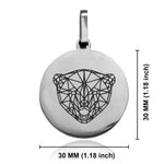 Stainless Steel Geometric Polygon Polar Bear Round Medallion Keychain