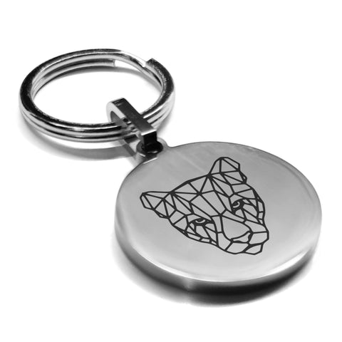 Stainless Steel Geometric Polygon Puma Round Medallion Keychain