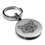 Stainless Steel Geometric Polygon Raccoon Round Medallion Keychain
