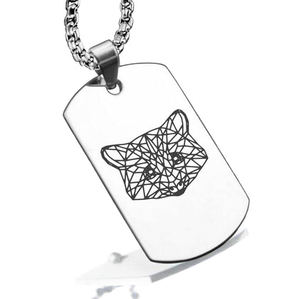 Stainless Steel Geometric Polygon Raccoon Dog Tag Pendant - Comfort Zone Studios