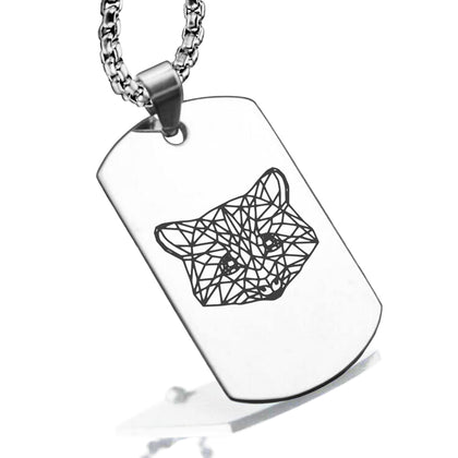 Stainless Steel Geometric Polygon Raccoon Dog Tag Pendant - Comfort Zone Studios