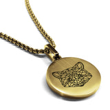 Stainless Steel Geometric Polygon Raccoon Round Medallion Pendant