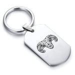 Stainless Steel Geometric Polygon Ram Dog Tag Keychain - Comfort Zone Studios