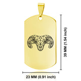 Stainless Steel Geometric Polygon Ram Dog Tag Keychain - Comfort Zone Studios