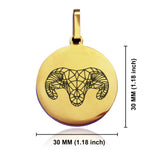 Stainless Steel Geometric Polygon Ram Round Medallion Pendant