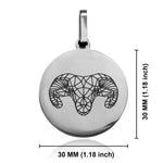 Stainless Steel Geometric Polygon Ram Round Medallion Pendant