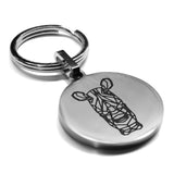 Stainless Steel Geometric Polygon Rhino Round Medallion Keychain