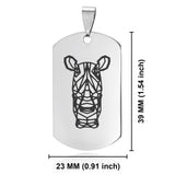 Stainless Steel Geometric Polygon Rhino Dog Tag Keychain - Comfort Zone Studios