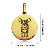 Stainless Steel Geometric Polygon Rhino Round Medallion Pendant