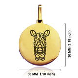 Stainless Steel Geometric Polygon Rhino Round Medallion Keychain