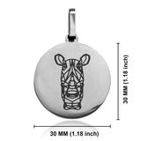 Stainless Steel Geometric Polygon Rhino Round Medallion Keychain