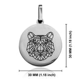 Stainless Steel Geometric Polygon Tiger Round Medallion Keychain