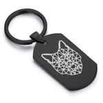 Stainless Steel Geometric Polygon Wolf Dog Tag Keychain - Comfort Zone Studios
