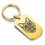 Stainless Steel Geometric Polygon Wolf Dog Tag Keychain - Comfort Zone Studios