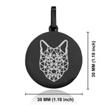 Stainless Steel Geometric Polygon Wolf Round Medallion Keychain