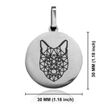 Stainless Steel Geometric Polygon Wolf Round Medallion Keychain