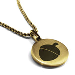 Stainless Steel Acorn Good Luck Charm Round Medallion Pendant
