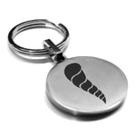 Stainless Steel Cornicello Italian Horn Good Luck Charm Round Medallion Keychain