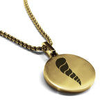 Stainless Steel Cornicello Italian Horn Good Luck Charm Round Medallion Pendant