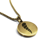 Stainless Steel Cornicello Italian Horn Good Luck Charm Round Medallion Pendant