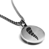 Stainless Steel Cornicello Italian Horn Good Luck Charm Round Medallion Pendant