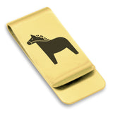Stainless Steel Dala Horse Good Luck Charm Classic Slim Money Clip