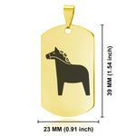 Stainless Steel Dala Horse Good Luck Charm Dog Tag Pendant