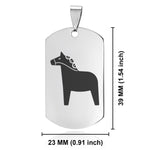 Stainless Steel Dala Horse Good Luck Charm Dog Tag Keychain