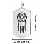 Stainless Steel Dream Catcher Good Luck Charm Dog Tag Pendant