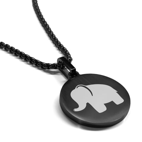 Stainless Steel Elephant Good Luck Charm Round Medallion Pendant