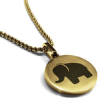 Stainless Steel Elephant Good Luck Charm Round Medallion Pendant