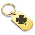Stainless Steel Four Leaf Clover Good Luck Charm Dog Tag Keychain
