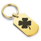 Stainless Steel Four Leaf Clover Good Luck Charm Dog Tag Keychain