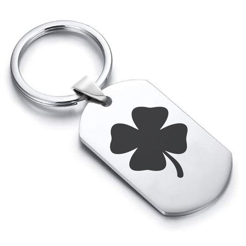 Stainless Steel Four Leaf Clover Good Luck Charm Dog Tag Keychain