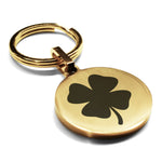 Stainless Steel Four Leaf Clover Good Luck Charm Round Medallion Keychain